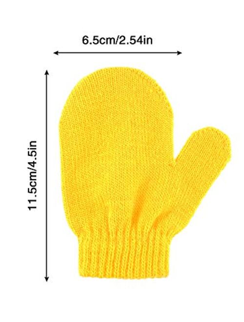 Boao 12 Pairs Stretch Full Finger Mittens Knitted Gloves Winter Warm Knitted Magic Mittens for Kids Supplies