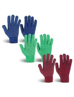 MIG4U Kid's Winter Gloves Warm Magic Stretch Knitted Glove for Children Teens Boys 3/6 pairs