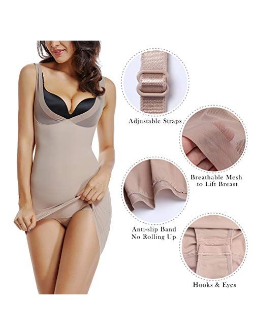 Full Slips for Women Under Dresses Tummy Control Shapewear Slip Seamless Slimming Body Shaper Slip