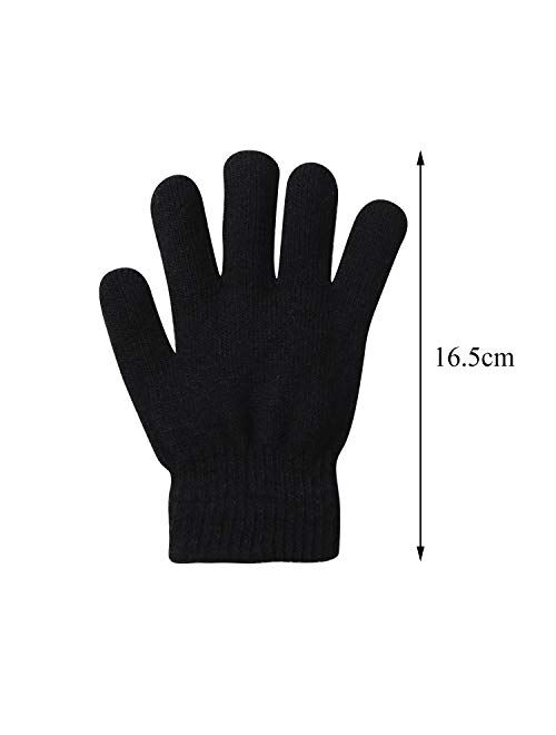 URATOT 15 Pairs Kid's Gloves Warm Knitted Magic Full Fingers Gloves with Mesh Storage Bag for Boys or Girls