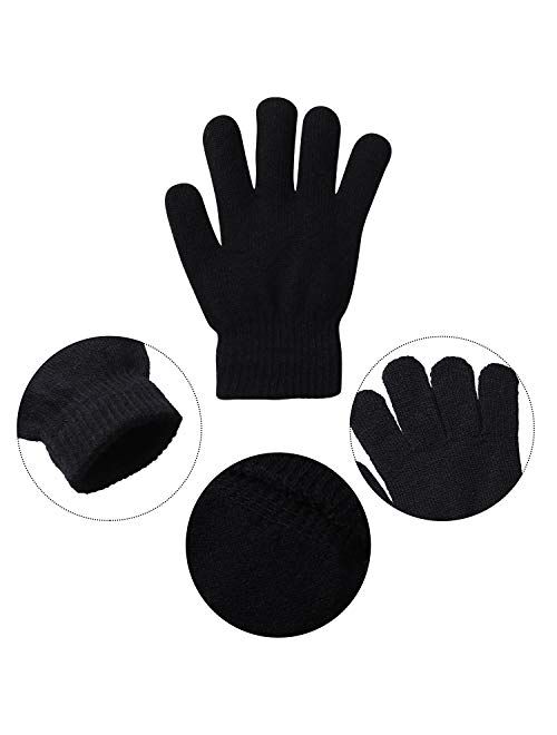 URATOT 15 Pairs Kid's Gloves Warm Knitted Magic Full Fingers Gloves with Mesh Storage Bag for Boys or Girls