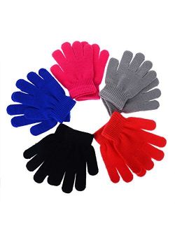 Pinksee Kids Boys Girls Winter Warm Stretchy Knitted Magic Gloves