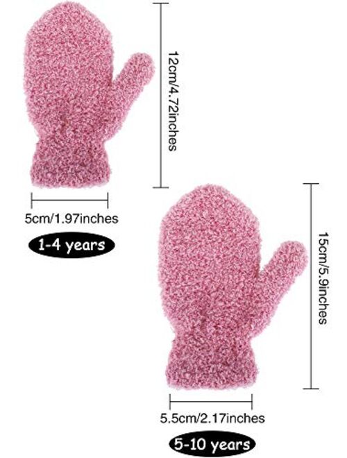 Boao 5 Pairs Stretch Full Finger Mittens Knitted Gloves Winter Warm Kid Gloves for Baby Boys and Girls Supplies
