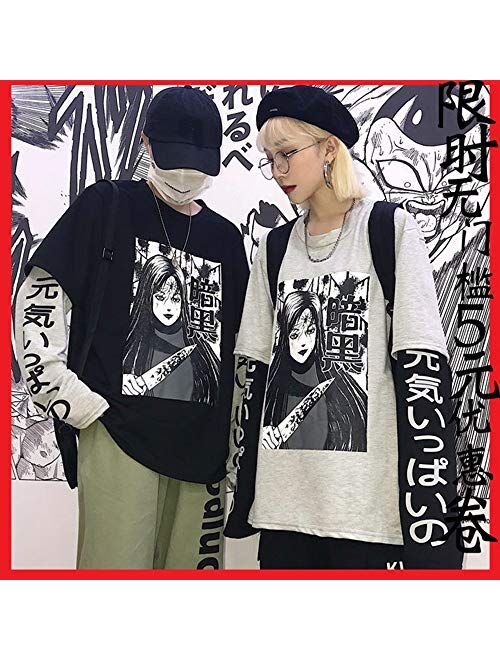Aelfric Eden Harajuku Cartoon Long-Sleeve Shirt for Men and Women Couple's Sweater Tops Pullover