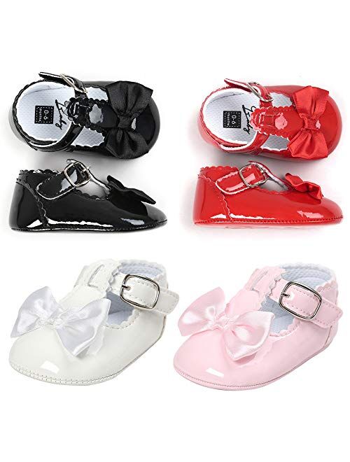 Meckior Infant Baby Girls Bowknot Princess Mary Jane Prewalker Flat Shoes