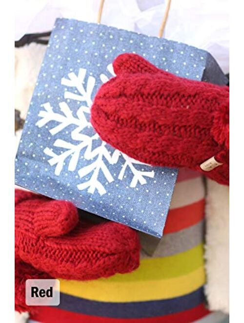 Funky Junque Exclusives Mittens Girls Warm Lined Soft Knit Kid Unisex Pom Gloves