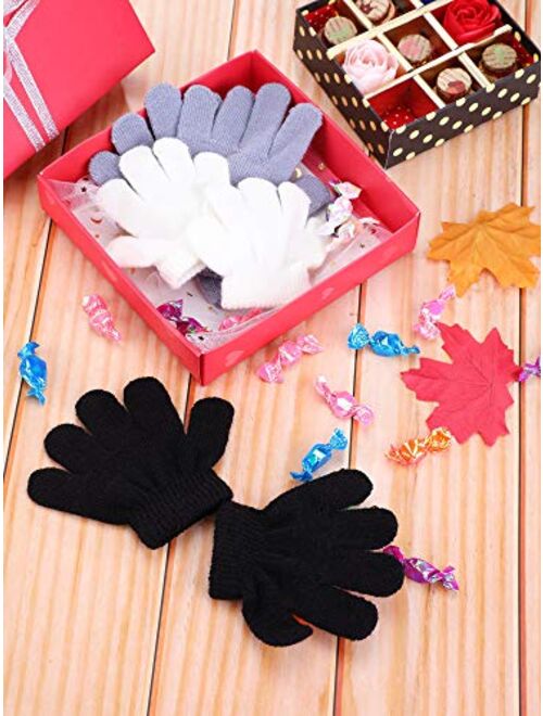 Boao 3 Pairs Kids Gloves Full Finger Mittens Winter Knitted Gloves for Little Boys and Girls Supplies