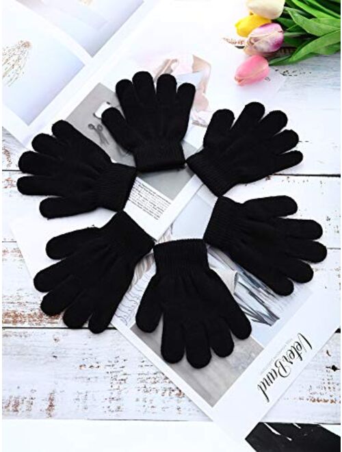 14 Pairs Warm Winter Gloves Children Knit Gloves Colorful Kids Winter Gloves for Boys Girls, 5 to 12 Years Old