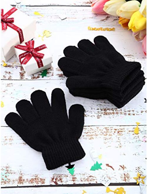 14 Pairs Warm Winter Gloves Children Knit Gloves Colorful Kids Winter Gloves for Boys Girls, 5 to 12 Years Old