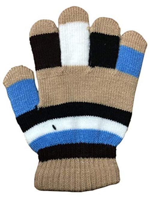 Yacht & Smith Kids Gloves & Mittens in Bulk, Winter Striped Children Age 3-8