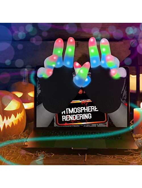 Touber LED Flashing Gloves Novelty for Kids Toys Gifts for 3 4 5 6 7 8 9 10 Year Old Boys Gilrs- Kids Gifts