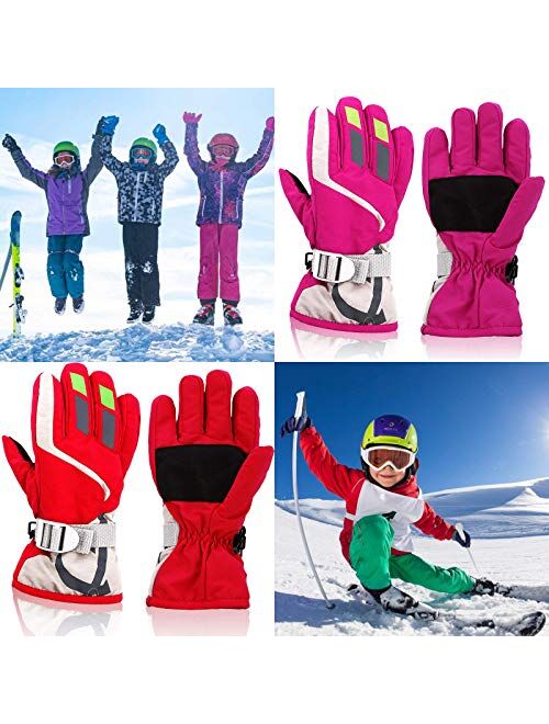 Camlinbo 2 Pair Kids Ski Snow Gloves Snowboard Winter Gloves Boys Girls Toddlers