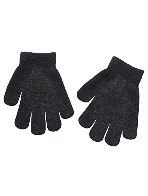 BaiX Boys and Girls Warm Winter Knitted Writing Gloves, 5-12 Years Old