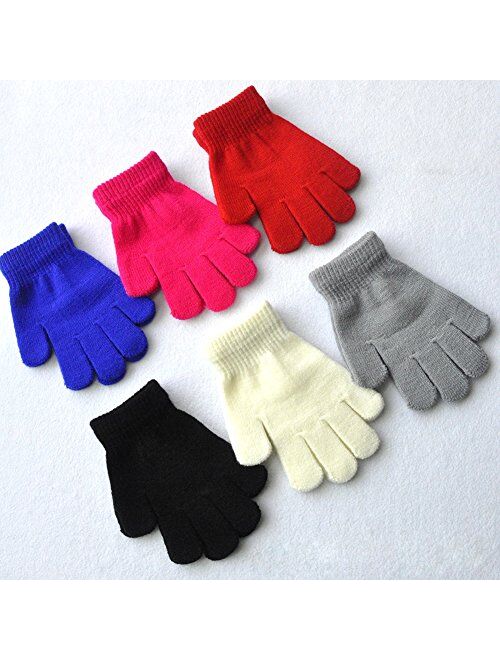 BaiX Boys and Girls Warm Winter Knitted Writing Gloves, 5-12 Years Old