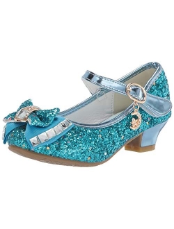 Amtidy Girls Dress Shoes Mary Jane Wedding Party Shoes Glitter Bridesmaids Princess Heels (Toddler/Little Kid/Big Kid)