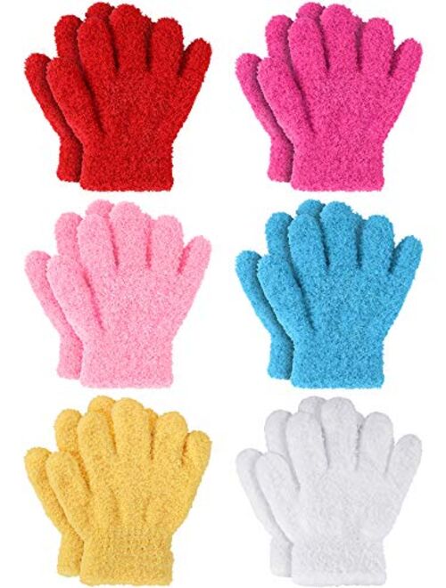 6 Pairs Kids Gloves Full Finger Knitted Thermal Gloves Winter Warm Mitten for 3-8 Years Old Boys Girls