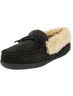 Men's Justin Faux Fur Lined Whipstitch Moccasin Slipper