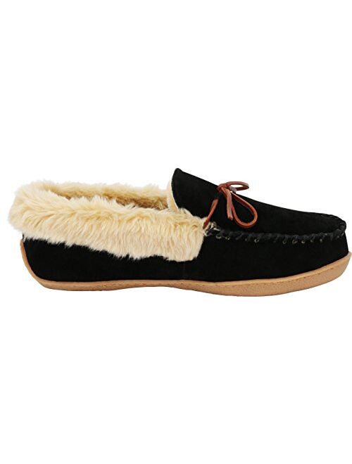 Tamarac by Slippers International Men's Justin Faux Fur Lined Whipstitch Moccasin Slipper