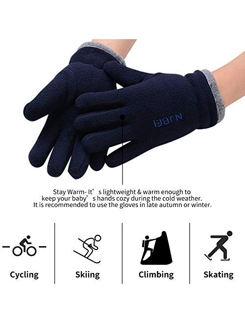 Winter Fleece Gloves Warm Kids Sport Gloves Boys Girls Lined Thick Mitten