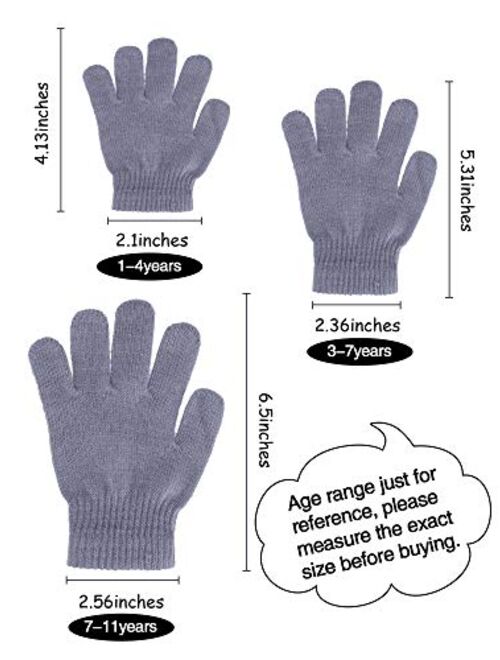 Boao 6 Pairs Kids Gloves Full Finger Mittens Winter Knitted Gloves for Little Boys and Girls Supplies