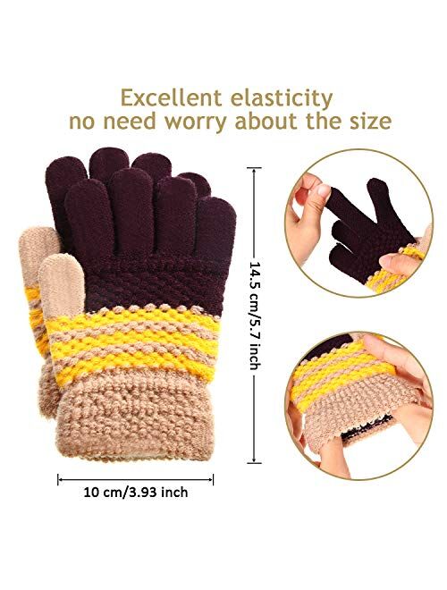 6 Pairs Kids Warm Gloves Winter Magic Stretch Gloves Knit Gloves for Boys Girls
