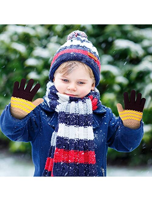 6 Pairs Kids Warm Gloves Winter Magic Stretch Gloves Knit Gloves for Boys Girls