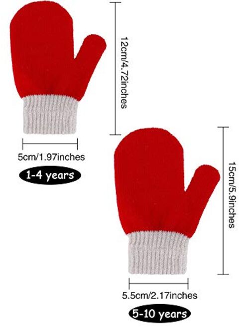 Boao 5 Pairs Stretch Full Finger Mittens Knitted Gloves Winter Warm Kid Gloves for Baby Boys and Girls Supplies