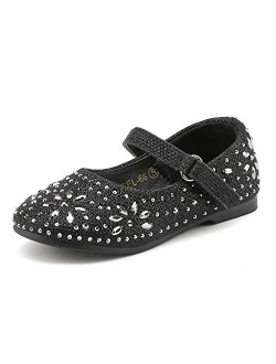 Girl's Mary Jane Rhinestone Buckle Strap Ballerina Flat (Toddler/Little Girl)