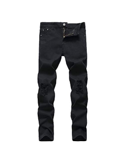 NEWSEE Boy's Skinny Fit Ripped Jeans Destroyed Distressed Stretch Denim Slim Jeans Pants