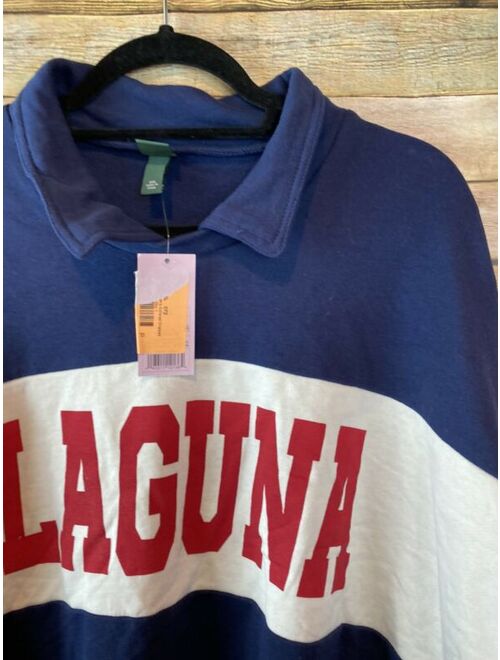 NWT Wild Fable Cropped Sweatshirt Varsity Laguna Navy Blue Womens Size XXL