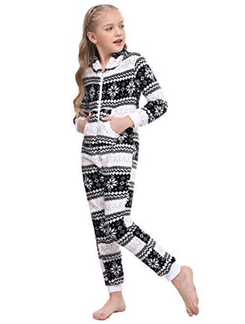 iClosam Christmas Family Pajamas Matching Sets Onesie Fleece Hooded Pajamas Pjs Sleepwaer Loungewear