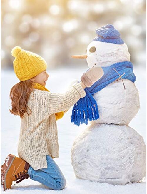 Boao 2 Pairs Winter Toddler Gloves Warm Plush Lined Knit Gloves Full Fingers Chunky Mittens for Boys and Girls