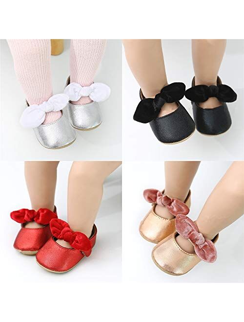 TIMATEGO Baby Girl Mary Jane Flats Shoes Non Slip Soft Sole Infant Toddler First Walker Wedding Princess Dress Crib Shoes
