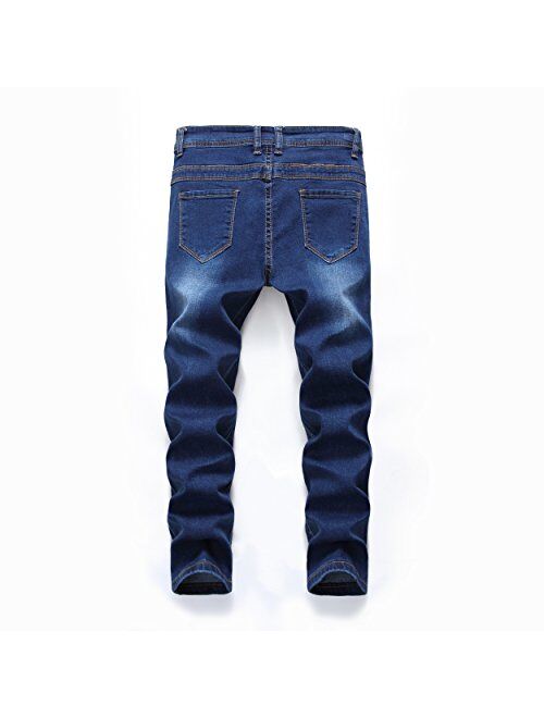 AACFCHAIN Boy's Ripped Skinny Jeans Distressed Elastic Straight Fit Fashion Denim Pants