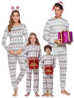 Christmas Family Matching Pajamas Set Santa's Deer Holiday Sleepwear for Dad Mom PJs S-XXL (Christmas - Santa Claus - Green, Mum-L)