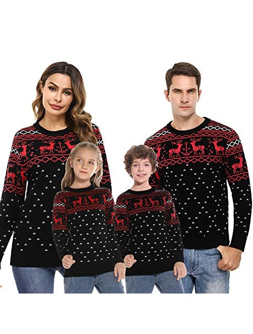 iClosam Family Matching Ugly Christmas Reindeer Sweater Pullover Holiday Sweater