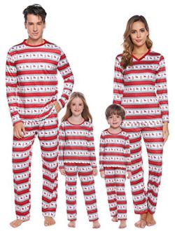 Christmas Family Matching Pajamas Set Santa's Deer Holiday Sleepwear for Dad Mom PJs S-XXL (Christmas - Deer - red, Mum-L)