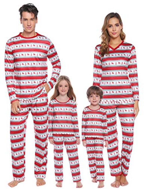iClosam Christmas Family Matching Pajamas Set Santa's Deer Holiday Sleepwear for Dad Mom PJs S-XXL (Christmas - Deer - red, Mum-L)