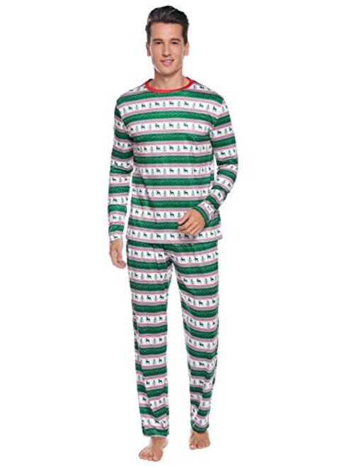 iClosam Christmas Family Matching Pajamas Set Santa's Deer Holiday Sleepwear for Dad Mom PJs S-XXL (Christmas - Deer - Green, Mum-XL)
