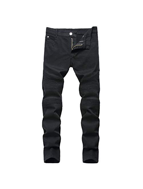 NEWSEE Boy's Moto Skinny Fit Ripped Jeans Distressed Stretch Fashion Denim Jeans Pants