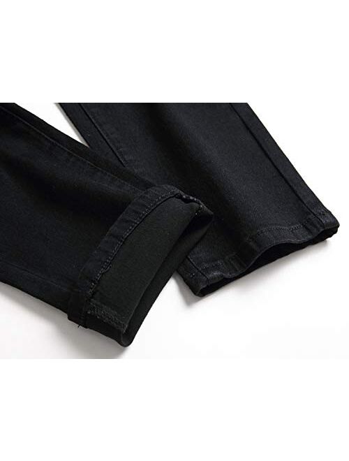 Boy's Skinny Fit Ripped Jeans Distressed Stretch Washed Fashion Kids Denim Jeans Pants