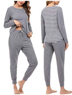Women's Pajama Set Soft Loungewear Long Sleeve Pjs Sleepwear S-XXL