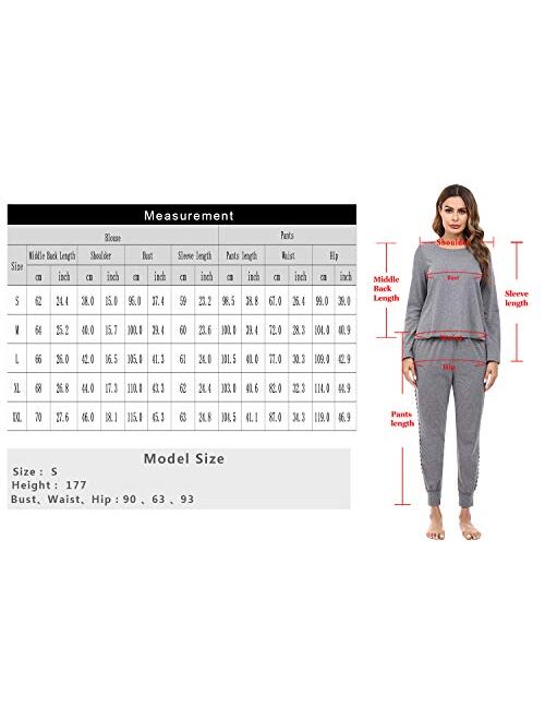iClosam Women's Pajama Set Soft Loungewear Long Sleeve Pjs Sleepwear S-XXL