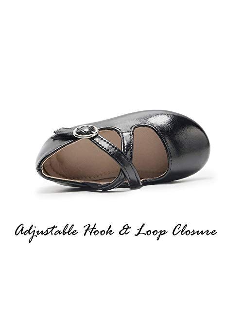 Flaryzone Toddler/Little Girls' Wedding Party Princess Ballet Mary Jane Flat Flower Dress Shoes