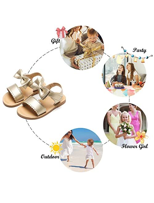 Felix & Flora Girls Sandals - Toddler Girl Dress Shoes Size 6-12 for Summer Party Wedding School Flats