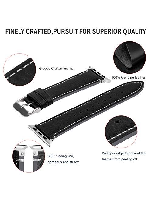 Fullmosa Compatible Apple Watch Band Leather 44mm 42mm 40mm 38mm for iWatch SE & Series 6/5/4/3/2/1