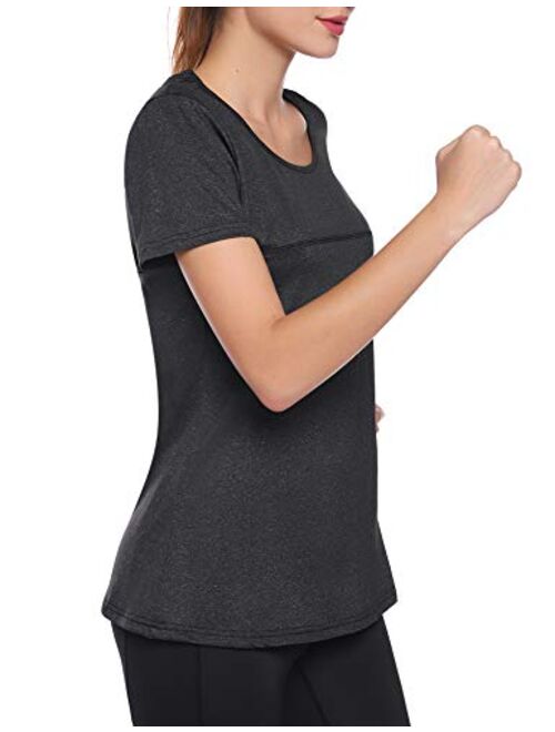 iClosam Women's Yoga Tops Short Sleeve Workout T-Shirt Tunic Top
