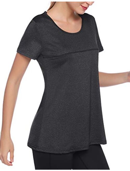iClosam Women's Yoga Tops Short Sleeve Workout T-Shirt Tunic Top