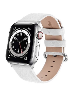 Leather Watch band Compatible for Apple Watch Band 38mm 40mm 42mm 44mm Stainless Steel Silver Buckle Women Men, Replacement Wristbands Strap for iWatch Series 6/