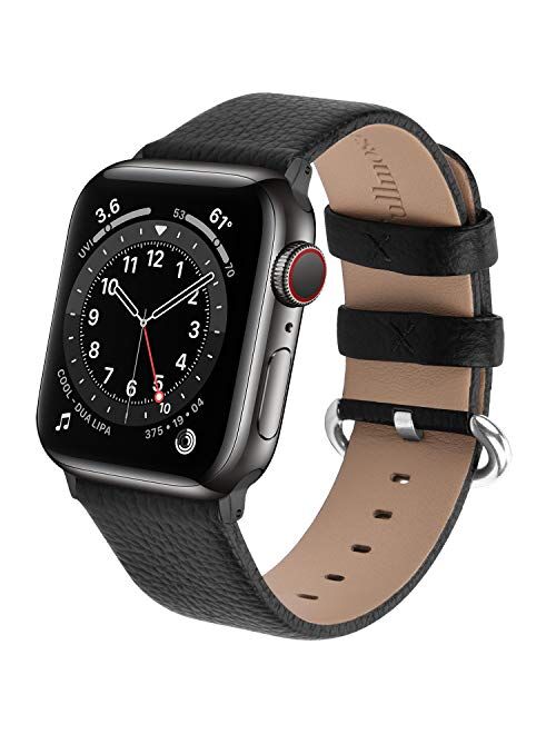 Fullmosa Leather Watch band Compatible for Apple Watch Band 38mm 40mm 42mm 44mm Stainless Steel Silver Buckle Women Men, Replacement Wristbands Strap for iWatch Series 6/